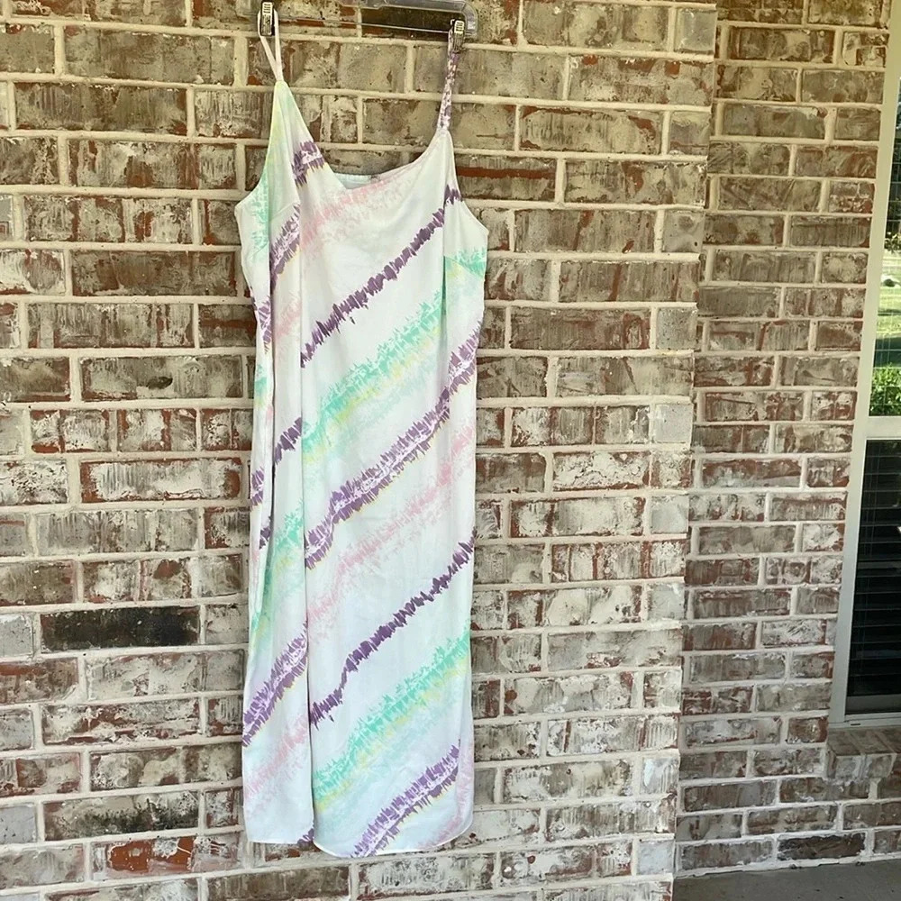 Lane Bryant Cream Tie Dye Spaghetti‎ Strap Maxi Dress
